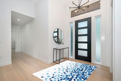 Teounai Light Blue and White Small Round Overlapping Area Rugs, Modern Minimalist Decorative Rugs, Soft Fluffy Washable Non-Slip and Durable Very for Living Room Bedroom Study Dining Room 5 x 7ft in Modern White Entryway