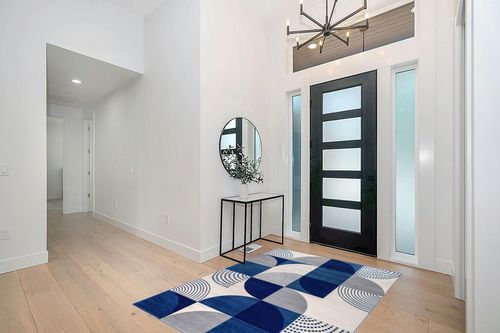 Well Woven Good Vibes Margot Blue Modern Geometric Boxes & Lines 5'3" x 7'3" 3D Texture Area Rug in Modern White Entryway