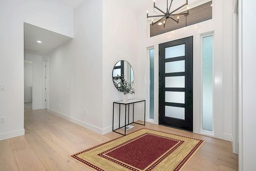 Ottomanson Machine Washable Border Design Non-Slip Rubberback 5x7 Modern Area Rug for Living Room, Bedroom, Dining Room, Office, 5' x 6'6", Red/Beige in Modern White Entryway