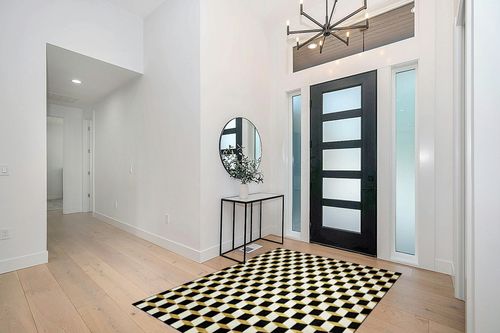 Black and White Checkered Area Rugs,5x7ft, Modern Geometric Rug, 3D Printing Three-Dimensional Grid Black and White Yellow Carpet, Perfect for The Bedroom, Living Room, Home Office, Kid's Room in Modern White Entryway