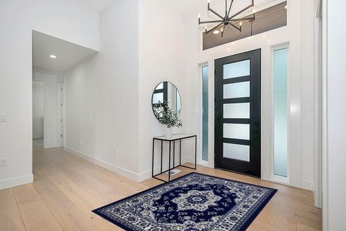 Antep Rugs Alfombras Oriental Traditional 5x7 Non-Skid (Non-Slip) Low Profile Pile Rubber Backing Indoor Area Rugs (Navy Blue, 5' x 7') in Modern White Entryway