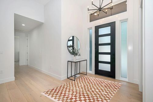 Hauteloom Pertek Checkered Tile Living Room Bedroom Dining Room Area Rug - Bohemian Boho Carpet - Square Tile Farmhouse - Faded Distressed - Cream, Beige, Light Red, Somon - 5'3" x 7' in Modern White Entryway