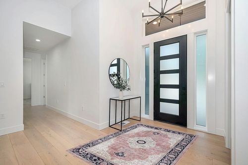 Creative Home Ideas Printed Chenille Area Rugs - for Bedroom, Kitchen, Living Room, Entryway, Hallway, Playroom - Non Skid & Washable - 5' x 7' - Constance Pattern, Constance Blush Pink in Modern White Entryway