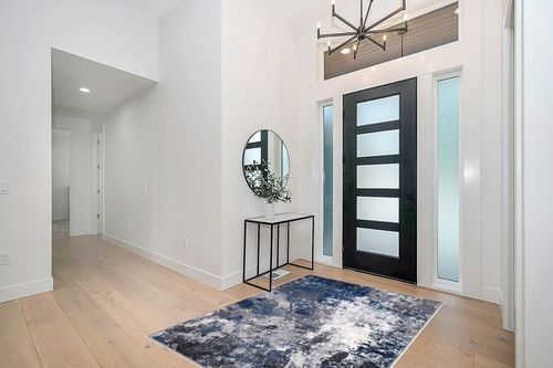 COLORPAPA Modern Abstract Area Rug 5x7 Washable Rug for Living Room Bedroom Dining Room Office Non-Slip Soft Floor Carpet, Gray/Blue/Ivory in Modern White Entryway