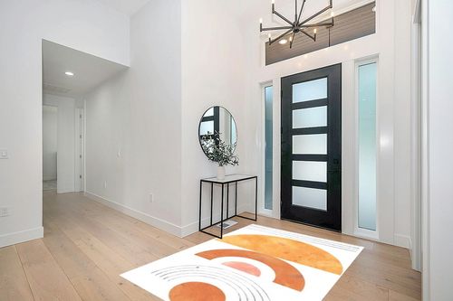 MeganJDesigns White Orange Mid-Century Modern Minimalist Wool Area Rug 5x7 Washable Soft Country Rustic Rug for Living Room Bedroom Dining Room Indoor Art Deco Home Office Plush Throw Rug in Modern White Entryway