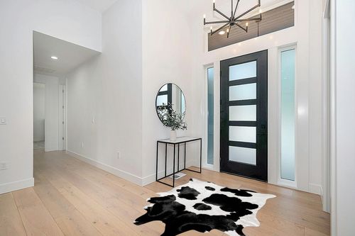 A-STAR Black and White Cowhide Area Rug Premium Quality Natural Cow Skin Leather Rug for Living Room Décor 5ft x 6ft (60Inch x 72Inch, 152.4CM x 182.88CM) X-Large in Modern White Entryway