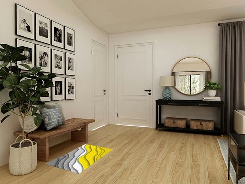 Yellow Gradient Area Rugs in Transitional Minimalistic Entryway