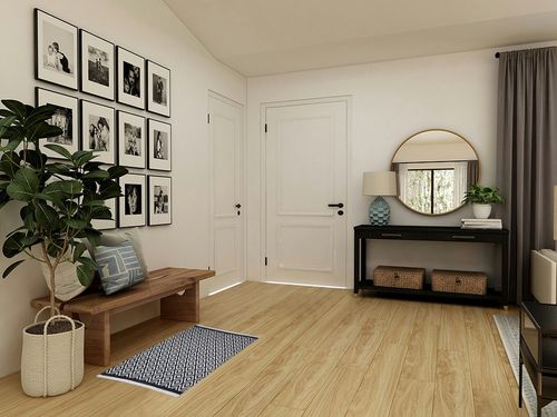 Small Black White Cotton Rag Rug in Transitional Minimalistic Entryway