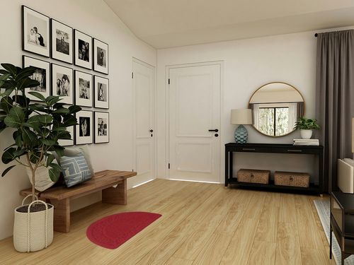 Half Round Indoor Door Mat 18"X30",Non Slip Machine Washable Entryway Rug for Front/Back Door,Half Circle Absorbent Low Profile Entrance Floor Mat for Muddy Wet Shoes and Paws- Christmas Red in Transitional Minimalistic Entryway