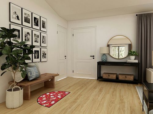 Christmas Xmas Decor Half Round Doormat Santa Claus Snowman Washable Semi Circle Area Rug Non Slip Absorbent Half Moon Rug for Indoor Outdoor Bathroom Kitchen Living Room Fireplace Floor Mat in Transitional Minimalistic Entryway