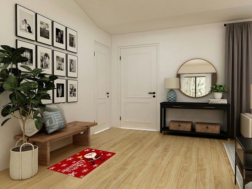 2' x 3' Area Rug, Merry Christmas Non-Skid Rubber Backing Large Rectangle Rugs - Living Room Bedroom Home Office Red Santa Snowflake Xmas Small Bell Indoor Floor Mat Carpets in Transitional Minimalistic Entryway