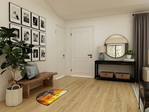 FengQuGou Christmas Deer Half Round Doormat Forest Sunset Washable Semi Circle Area Rug Non Slip Absorbent Half Moon Rug for Indoor Outdoor Bathroom Kitchen Living Room Fireplace Floor Mat in Transitional Minimalistic Entryway