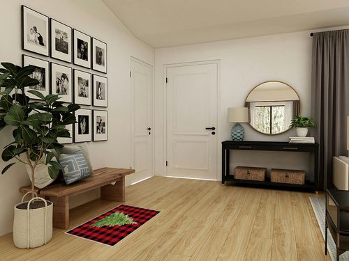 Area Rug, Red Buffalo Plaid Xmas Tree Merry Christmas Area Rug, Living Room Rugs, Area Rugs for Bedroom Decor&Living Room Decor, Carpet 2x3ft Bedroom Rug, Rugs for Living Room in Transitional Minimalistic Entryway