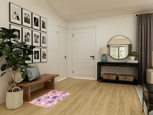 Flowers Butterfly Pink Bathroom Rugs Fluffy Absorbent Bath Mat Machine Washable Soft Microfiber Shaggy Kitchen Mat Non Slip Carpet Runner for Kitchen Bathroom Bathtub Accessories Decor in Transitional Minimalistic Entryway