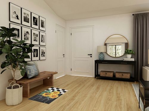 Farm Sunflowers Plush Shag Bath Rugs Yellow Flowers Vintage Plaid Soft Fluffy Floor Doormat Carpet,Non-Slip Door Mats for Living Room Bedroom Kitchen Entryway Black White in Transitional Minimalistic Entryway