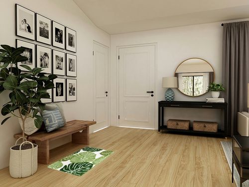 Panstar Green Leaves Bath Mat, Non Slip Large Plant Monstera Leaf Bath Rug Absorbent Bathtub Rug Bathroom Plush Shower Rugs (20"X30") in Transitional Minimalistic Entryway