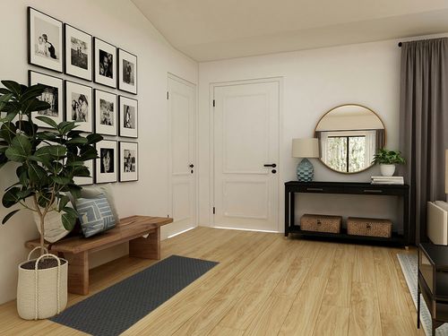 Cinder Gray Town Square  Living Room Runner in Transitional Minimalistic Entryway