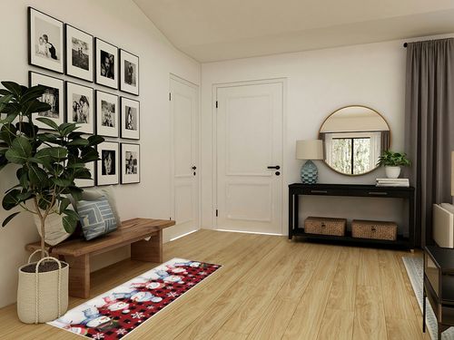 Hallway Runner Rug,Christmas Snowman Winter Snowflake Watercolor Art Red Black Buffalo Check Non Slip Water Absorbent Rug Indoor Entrance Floor Mat Runner for Home Garage Kitchen Laundry 19.7x63in in Transitional Minimalistic Entryway