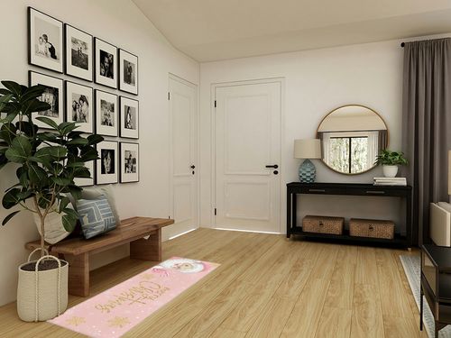 Hallway Runner Rug,Merry Christmas Santa Snowflake Xmas Winter Pink Non Slip Water Absorbent Rug Indoor Entrance Floor Mat Runner for Home Garage Kitchen Laundry 19.7x63in in Transitional Minimalistic Entryway
