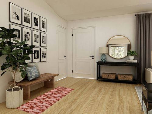 Kitchen Rugs Long Floor Door Mats Absorbent Entryway Rug Merry Christmas Pink Xmas Tree Indoor Carpet Non-Slip Area Runner,Seamless Winter Snowflake Entrance Doormat for Bedroom Bathroom in Transitional Minimalistic Entryway