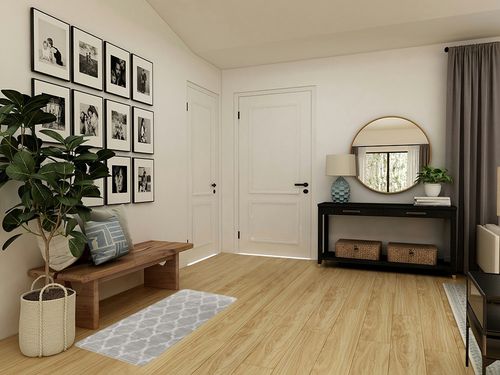 Grey Moroccan Non Slip Laundry Room, Bathroom, Kitchen, Bedroom Area Rug in Transitional Minimalistic Entryway