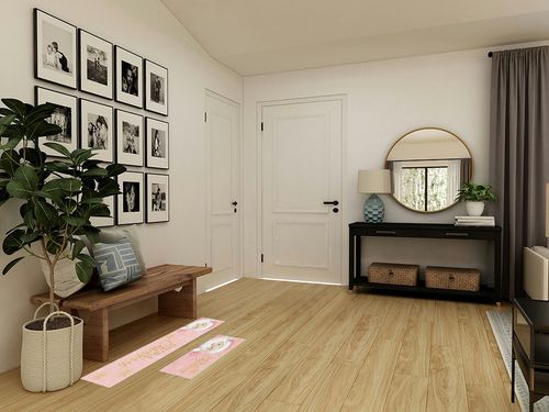 Kitchen Mat 2 Pieces, Merry Christmas Pink Santa Claus Pink Texture Kitchen Rugs and Mats Non Slip Runner Rug Washable Floor Mats for Kitchen Home 18" x 30" + 18" x 48" in Transitional Minimalistic Entryway