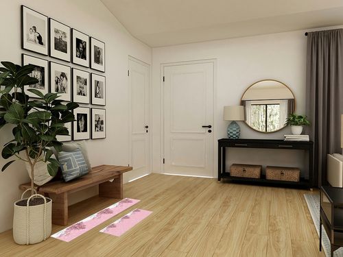 Kitchen Mat 2 Pieces, Christmas Snowman Xmas Tree Winter Snowflake Pink Kitchen Rugs and Mats Non Slip Runner Rug Washable Floor Mats for Kitchen Home 20" x 24" + 20" x 48" in Transitional Minimalistic Entryway