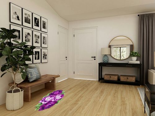 UKELER Floral Rose Bathroom Rugs Shaggy Purple Flower Area Rugs for Girls Bedroom Non Slip Absorbent Toilet Rug Bath Mat for Bathroom 43.3''x27.5'' in Transitional Minimalistic Entryway