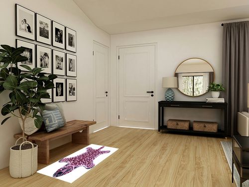 Leopard Print Rug, Pink Faux Cowhide Cheetah Fur Skin Carpet Mat with Anti-Slip Animal Printed Area Rug for Bedroom, Home Office (44.1x29.2 inch) in Transitional Minimalistic Entryway