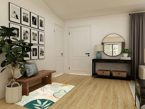 Botanical Print Small Rug Modern Abstract Non-Slip Minimalist Art Area Rug in Transitional Minimalistic Entryway