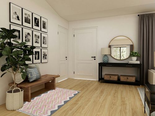 Wool Hand Made Contemporary Area Rug in Transitional Minimalistic Entryway