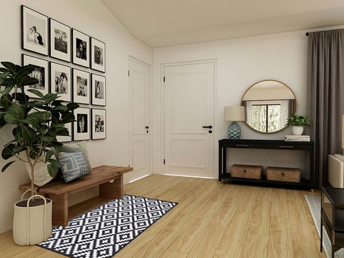 Aztec - Black & White   Porch in Transitional Minimalistic Entryway