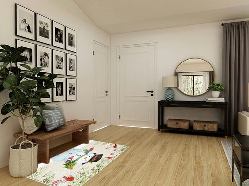 Area Rug, Winter Cardinals Snowman Snowflake Xmas Tree Merry Christmas Rug, 2x3 Feet Rugs for Living Room Bedroom Kids Room Kids Room Nursery Classroom, Non-Slip Comrft Carpet Washable Rug in Transitional Minimalistic Entryway