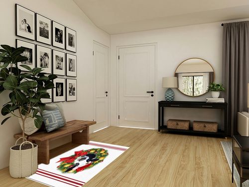 Area Rug, Bow Wreath Colorful Balls Cow Christmas Rug, 2x3 Feet Rugs for Living Room Bedroom Kids Room Kids Room Nursery Classroom, Non-Slip Comrft Carpet Washable Rug in Transitional Minimalistic Entryway