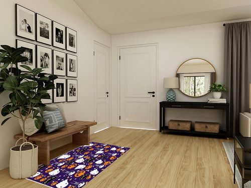 Large Area Rug, Halloween Non-Slip Indoor Accent Area Carpet, Orange Pumpkin White Ghost Skeleton Purple Fluffy Shaggy Runner Rug for Living Room, Bedroom, Kids Room, 2'7"x 5" in Transitional Minimalistic Entryway