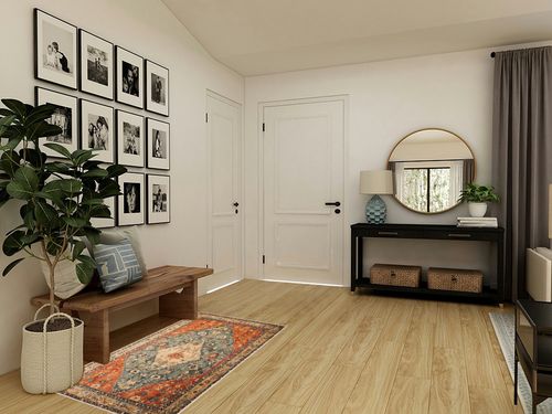 Boho Area Rug, 3' x 5' Machine Washable Rugs for Entryway Faux Wool Large Rugs Distressed Throw Rug Non-Slip Floor Carpet for Indoor Bedroom Kitchen Living Room in Transitional Minimalistic Entryway