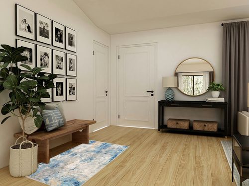 Lahome Modern Abstract Area Rug - 3x5 Washable Bedroom Rug Soft Throw Entry Mat Contemporary Faux Wool Non-Slip Stain Resistant Carpet for Living Room Kitchen Bath Office, Blue/Yellow/Ivory in Transitional Minimalistic Entryway