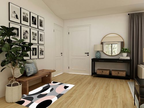 Blush Pink Geometric Area Rug 2'7"x5' for Living Room, Kids Teen Girls Boys Bedroom, Abstract Black Grey White Outdoor Indoor Washable Carpet Runner Area+Rug for Kitchen, Hallway, Entryway in Transitional Minimalistic Entryway