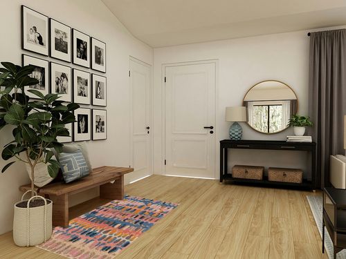 Dash and Albert Paint Chip Coral Hand Micro Hooked Wool Rug, 3 X 5 Feet, Multi/Pink Geometric Pattern in Transitional Minimalistic Entryway