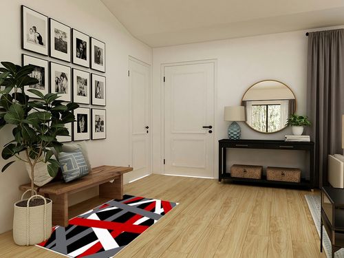 Area Rug, Black Gray Red Modern Geometric Rug, Plush Living Room Rugs, Area Rugs for Living Room Decor Bedroom Decor, Rugs for Living Room, Carpet 2x3ft Rugs for Bedroom in Transitional Minimalistic Entryway