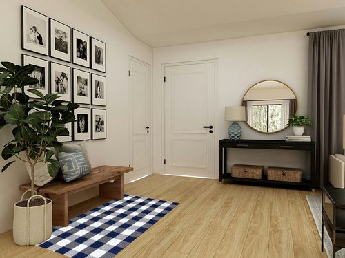 SEEKSEE Cotton Buffalo Plaid Rug 3'x 5' Navy Blue and White Hand Woven Checked Rug Washable Doormats Indoor Outdoor Rugs for Layered Front Door Mats, Porch, Kitchen, Farmhouse, Entryway in Transitional Minimalistic Entryway