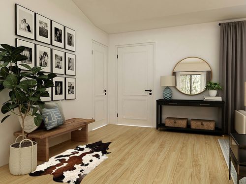 MeshNew Tricolor Brazilian Cowhide Rug Tri Cow Hide Skin Leather Area Rug Exotic (Small 5ft X 3ft) in Transitional Minimalistic Entryway