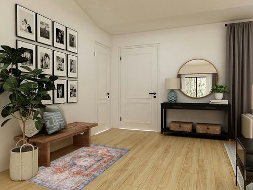 Estmy Farmhouse Vintage Area Rug - 3x5 Oriental Distressed Small Entryway Rug Doormat Boho Tribal Ultra Thin Non-Slip Washable Flatweave Floor Carpet for Indoor Front Entrance Kitchen Bathroom in Transitional Minimalistic Entryway