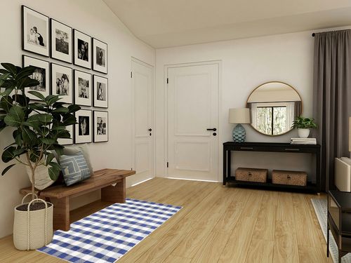 GLAMBURG Cotton Reversible Area Rug 3' x 5' Farmhouse Floor Mat, Handwoven Washable Carpet Checkered Plaid Rug for Front Porch Living Room Kitchen Bedroom - Blue White in Transitional Minimalistic Entryway