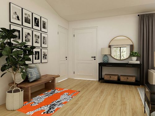 Restoration and Renovation Climbing Jaguar Modern Handmade Wool Rug for Living Room, Bedroom and Dining Room (Orange, 3x5) in Transitional Minimalistic Entryway