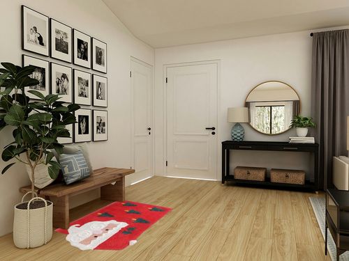 SHIKARA Organic Cotton Cute Santa Merry Christmas Tree Decor Area Rug for Living Room, Red Bathroom Mat Holiday Bathroom Rug for Kids Bed Room Non-Slip Plush Water Absorbent Machine Washable Bath Rug in Transitional Minimalistic Entryway