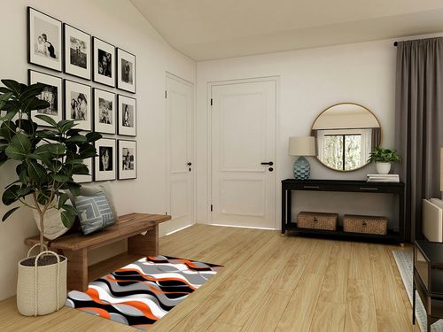 Orange Black Grey Wavy Living Room Decor Carpet, Area Rugs 3x4ft, Abstract White Ripple Art Bedroom Noise-Cancelling Floor Mats, Fluffy Soft Breathable Durable for Hotel Home Decor in Transitional Minimalistic Entryway