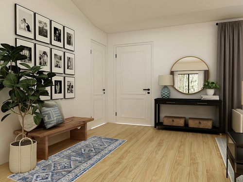 Tribal Geometric Blue Multicolor Runner in Transitional Minimalistic Entryway