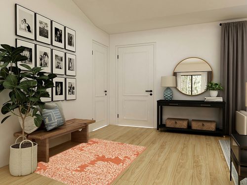 Safavieh Martha Stewart Msr4125A 4'0" x 5'7" Terracotta / Beige Area Rug in Transitional Minimalistic Entryway