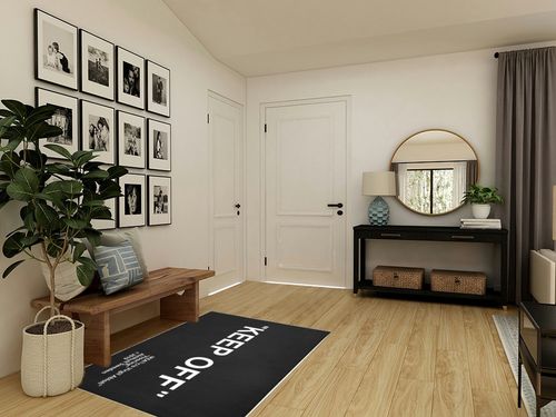 Keep Off Rugs Black Modern 3D Printed Large Area Rug Christmas for Bedroom Livingroom Playroom Diningroom Home Decor Carpet Non-Slip Mat 4'x 5.2' in Transitional Minimalistic Entryway